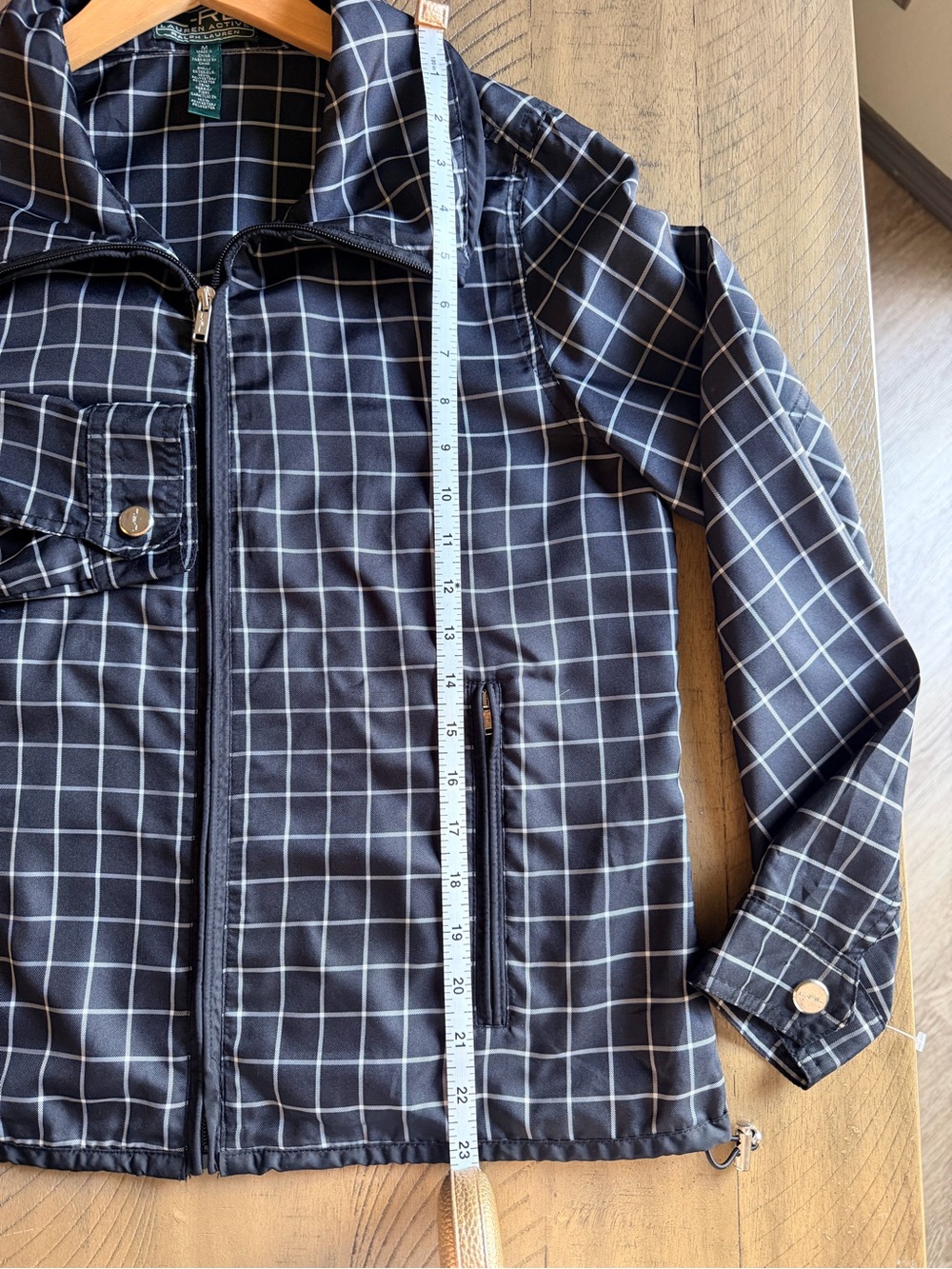 Ralph Lauren Black Windowpane Zip Jacket with White Grid - Picture 8 of 10